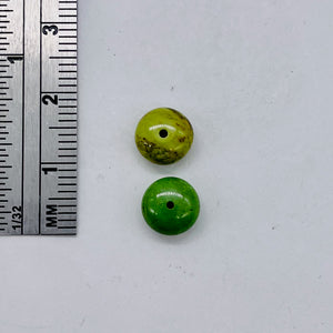 Gaspeite High Grade 7mm Rondelle Beads | 7mm | Green Brown | 2 Beads |