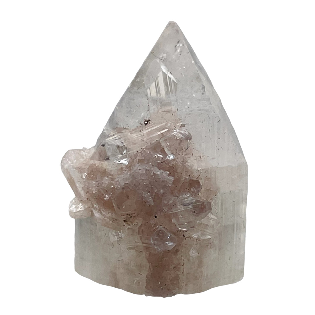 Apophyllite Stilbite 11g Collectors Crystal Pyramid | 25x20x19mm | Clear, Pink |