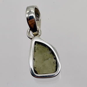 Moldavite 7.661ct Sterling Silver Triangle | 7/8" Long | Green | 1 Pendant |
