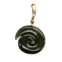 Load image into Gallery viewer, Jade New Zealand Maori Koru Sterling Silver Pendant | Green | 1&quot; Long |
