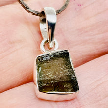 Load image into Gallery viewer, Moldavite 9.45ct Sterling Silver Square Pendant | 3/4&quot; Long | Green | 1 Pendant|
