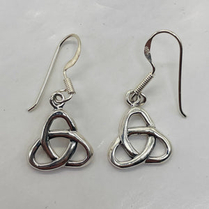 Celtic Sterling Silver Triquetra or Trinity Knot Earrings | 1" Long |