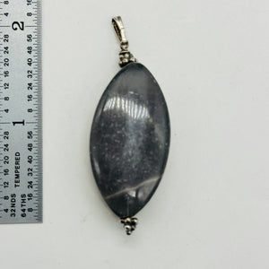Australian Mookaite 40x20x6mm Marquise Cut Pendant | 2 1/4" Long | Gray, White |