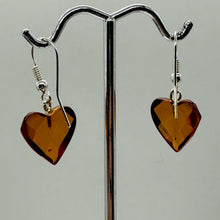 Load image into Gallery viewer, Amber Heart Dangle Sterling Silver Earrings | 1&quot; Long | Amber | 1 Pair Earrings|
