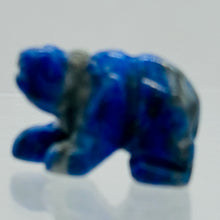 Load image into Gallery viewer, Roar! 2 Hand Carved Natural Lapis Bear Animal Beads | 13x18x7mm | Blue, white
