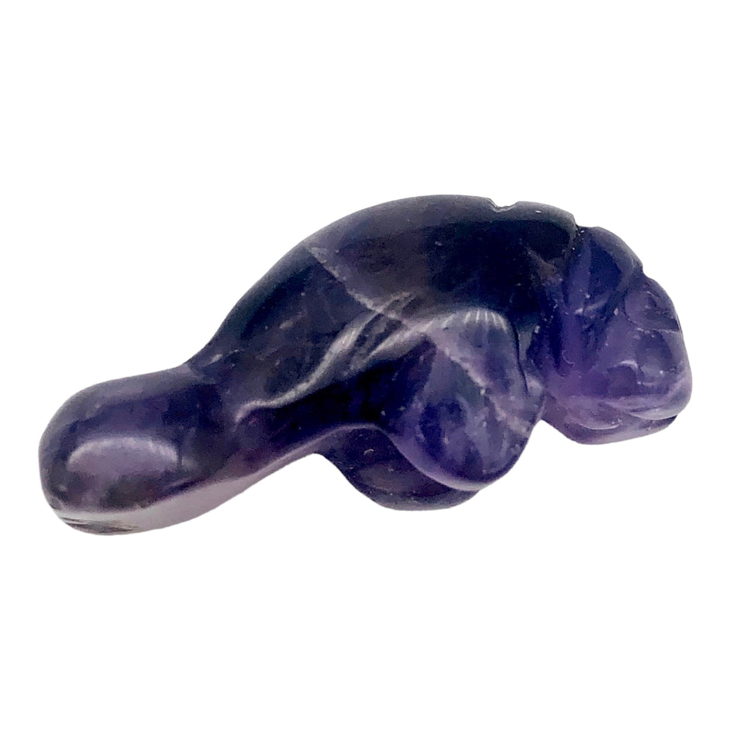 Grace Carved Amethyst Manatee Bead Figurine | 27x10x12mm | Purple