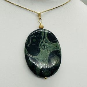 Exotic Kambaba Jasper Oval 14K Gold Filled Pendant | 2" Long | 1 Pendant |