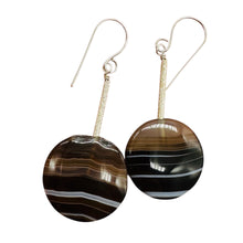 Load image into Gallery viewer, Fluorite Striped Dangle Sterling Earrings | 2" Long | Purple, Orange | 1 Pair |
