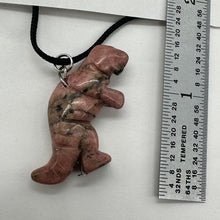 Load image into Gallery viewer, Rhodonite Tyrannosaurus Rex Dinosaur Pendant Necklace | 3/4&#39; Long | Pink White |
