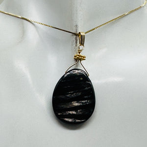 Hypersthene Briolette 14K Gold Filled Goddess Wire Wrap Pendant | 1 3/4" Long |