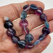 Load image into Gallery viewer, Fluorite Half Strand Round Heart Beads | 7&quot; Long | Blue. Purple. Pink| 17 Beads|
