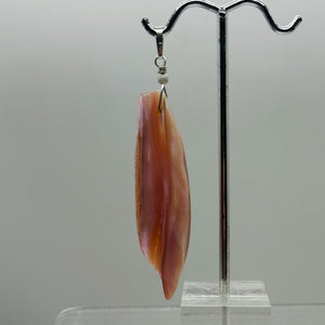 Designer Pink Mussel Shell Sterling Silver Pendant | 2 3/4" Long |