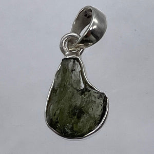 Moldavite 10.99ct Sterling Silver Teardrop Pendant | 1" Long | Green | 1 Pendant