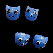 Load image into Gallery viewer, Kitty Cat Ceramic Round Beads | 15mm | Cornflower Blue | 4 Beads |
