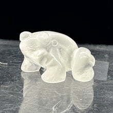 Load image into Gallery viewer, Frog Carved Opalized Glass Statue | 1 Figurine | | 40x36x20mm | Clear, White

