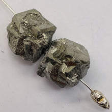 Load image into Gallery viewer, Pyrite Crystal Nugget Beads | 15x13 to 16x14mm | Silver Gold | 2 Beads |
