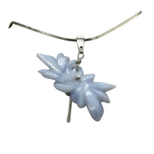 Load image into Gallery viewer, Blue Chalcedony Druzy Carved Flower Sterling Silver Pendant | 1 1/2&quot; Long| Blue|
