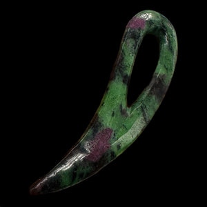 Ruby Zoisite Comma Bead | 94x28x6mm | Green Red | 1 Pendant Bead |