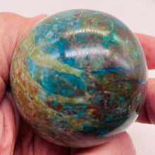Load image into Gallery viewer, Chrysocolla Display Sphere | 2&quot; | Green Blue Tan | 232g | 1 Collector&#39;s Item |
