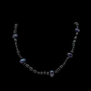 Hematite and Peacock Freshwater Pearl Sterling Silver 22 inches Necklace 200020