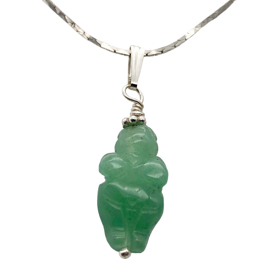 Aventurine Goddess of Willendorf Sterling Silver Pendant |1.38