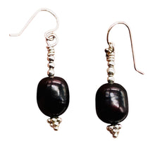 Load image into Gallery viewer, Black Cherry Freshwater Pearl Earrings | 1 1/4&quot; Long | 12x8mm Pearls | 1 Pair |
