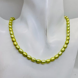 Fresh Water Pearl 16" Strand Oval | 8x5mm | Golden Chartreuse Green | 56 Pearl |