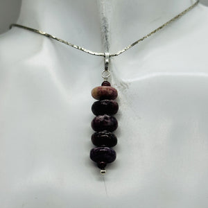Natural Purple Lepidolite Dangle Sterling Silver Pendant | 1 1/2" Long |