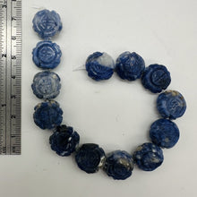 Load image into Gallery viewer, Sodalite Carved Chinese Symbol Coin Beads | 15x8mm| Blue, White| 13 Half Strand|

