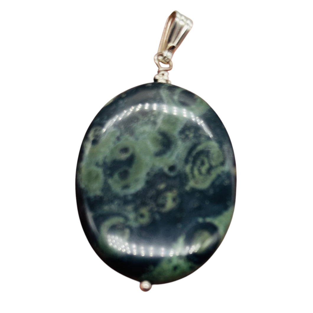 Exotic Kambaba Jasper Oval Sterling Silver Pendant | 2 1/4