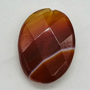 Faceted Red Orange Sardonyx 30x22mm Pendant Bead 6767