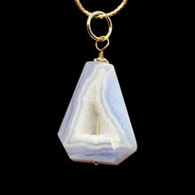 Load image into Gallery viewer, Chalcedony Druzy Designer Cut Sterling Silver Pendant | 1 1/4&quot; Long | Blue |

