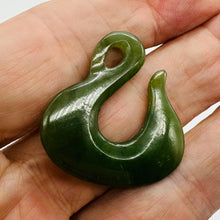 Load image into Gallery viewer, Hand Carved Genuine Jade Maori "Power" Fishhook Pendant Bead
