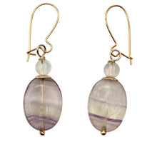 Load image into Gallery viewer, Enchanting Fluorite 15x10mm Bead Dangle 14K Gold Filled Earrings! | 1 1/2&quot; Long|
