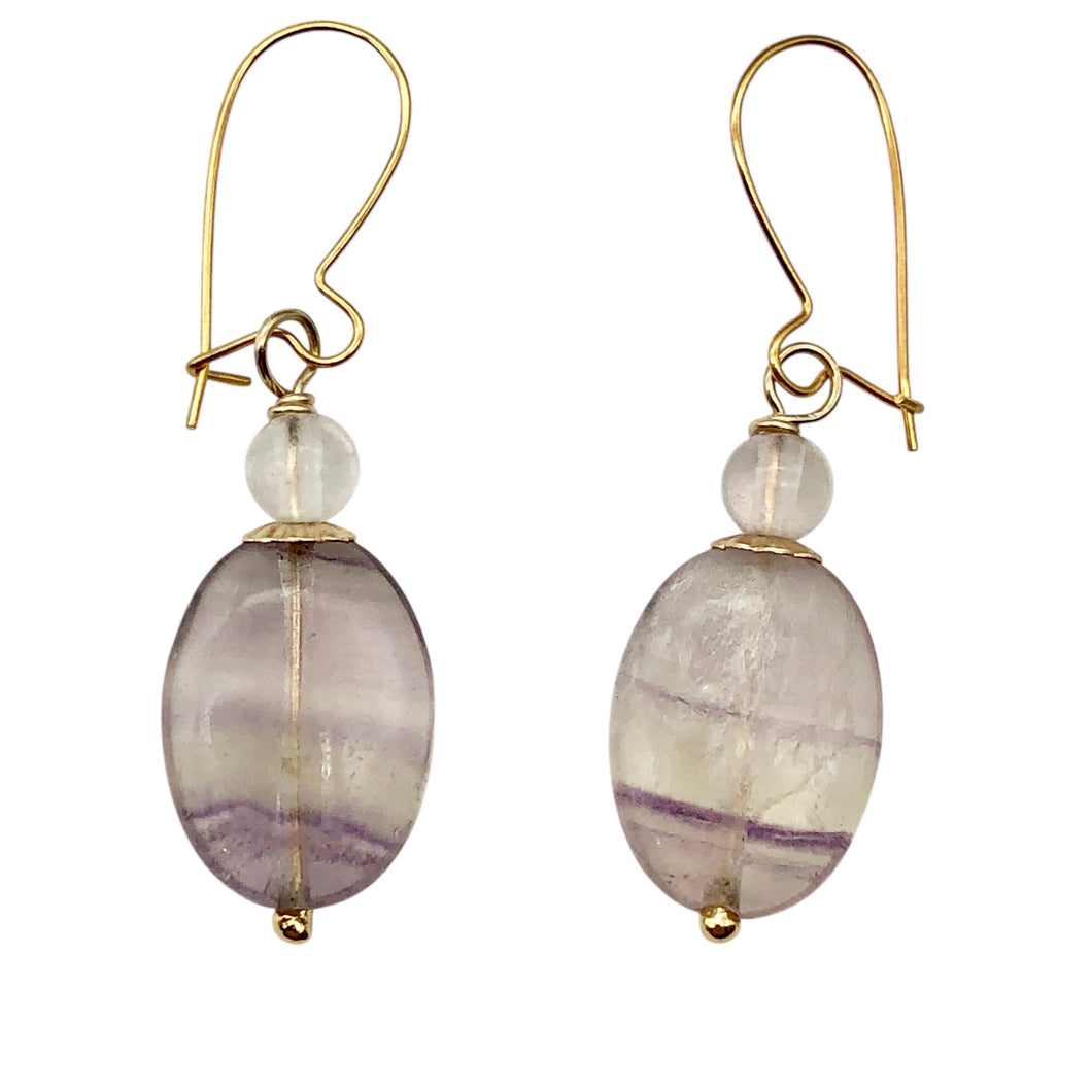 Enchanting Fluorite 15x10mm Bead Dangle 14K Gold Filled Earrings! | 1 1/2