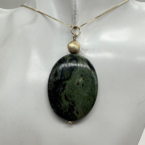 Exotic Kambaba Jasper Oval 14K Gold Filled Pendant | 2" Long | 1 Pendant |