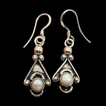 Load image into Gallery viewer, Fresh Water Pearl Sterling Silver Drop Earrings | 1 1/4&quot; Long | White | 1 Pair |
