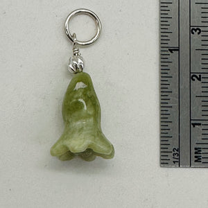 Jade Lily Flower Sterling Silver Pendant | Green | 1" Long |