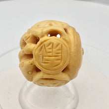 Load image into Gallery viewer, Carved Chinese Zodiac Year of the Rat Bone Bead | 360mm | Cream | Round | 1 Bd |
