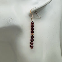 Load image into Gallery viewer, Champagne Garnet AAA 4mm Round Bead Dangle Earrings | 2" Long | Red |
