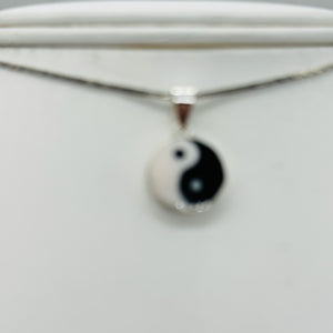 Ying Yang Sterling Silver Round Pendant | 7/8" Long | Black, White | 1 Pendant |