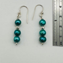 Load image into Gallery viewer, Green Freshwater Pearl Sterling Silver Disco Drop/Dangle Earrings| 1 1/2 " Drop|

