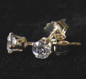 April Birthstone Sparkle! 3mm Cubic Zircon Sterling Silver Earrings