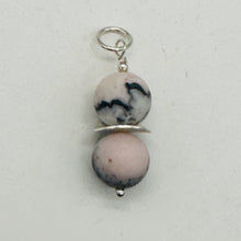 Load image into Gallery viewer, Pink Peruvian Opal Matte Finish Drop Pendant | Pink, Black | 1 1/4&quot; Long |
