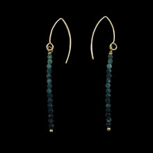 Load image into Gallery viewer, Sapphire AAA Faceted Bead Yellow Gold Earrings | Blue, Dark Blue | 2" Long|
