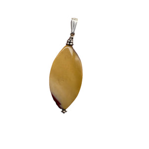 Mookaite Sandy Sterling Silver Marquise Pendant | 2 1/4" Long | Sand Red |