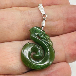 Jade Maori Manaia Sterling Silver Pendant | Green | 1 1/2" Long | 1 Pendant |