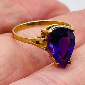 Amethyst Pear Cur 10K Yellow Gold Ring | Size 6.75 | Purple | 1 Ring |