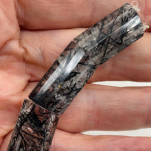 Load image into Gallery viewer, Tourmalinated Double Drilled Quartz 16&quot; Strand | 23x15x7mm| Clear, Black| 20 Bds
