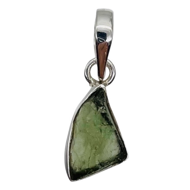 Moldavite 10.23ct Sterling Silver Triangle Pendant| 7/8